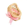 Present Wrap 10/30st Mini Woven Flower Basket Rattan Candy Box Cradle Ribbon Baby Shower Bow Storage