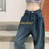 Jeans para mujer Mujeres de cintura alta Casual Sexy Vintage Moda Estilo coreano Calle Pierna ancha Pantalones de mezclilla Primavera Otoño Color sólido