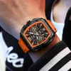 Wristwatches LIGE Men Watch Luxury Quartz Watches Silicone Strap Sport Chronograph Rectangular Men's Wristwatch Waterproof Luminous