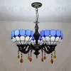 Kolye lambaları Tiffany Barok Mediterranean Vitray Sıralı Armatür E27 110-240V Ev Salonu Yemek Odası için Zincir Işıklar