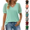 Magliette da donna Donne femminile Swiss-dot Mesh Sfumo T-shirt Shirt Casual Summer V-Neck Rack Solid Sollite Fit Tunic Tops Tunic