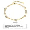 Anklets Cubic Zirconia Ankelt Round CZ Women's Bezel Set Anklet Bracelet Adjsutable Stainless Steel No Fade