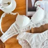 BH-Sets Damen-Dessous Spitzenstickerei Damenunterwäsche sexy kleine Brust gerafft verstellbarer BH-Höschen-Set 230427