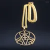 Pendant Necklaces Stainless Steel Inverted Pentagram Cross Necklace Lavey Satanic Occult Jewery Joyeria Acero Inoxidable N1158S6
