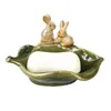 Plats mignon porcelaine lapin amoureux porte-savon décoratif céramique lièvre Miniature porte-savon salle de bain ornement cadeau artisanat accessoires