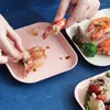 접시 디저트 플레이트 순수한 천연 밀 광장 스낵 빨대 사발 소스 조미료 접시 분만 가능한 친환경 식탁 세트 부엌