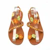 Sandals Women Boho Flower Flip Flops Ladies Summer Beach Holiday Flat Shoes Size