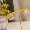 Kolczyki obręcze Uilz Gold Kolor Pełny CZ Paved For Women C Vintage Circle Crystal Crystal Wedding Biżuteria