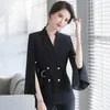 Damen Zweiteiler Hose Eleganter Anzug Split Dreiviertelärmel mit Gürtel Blazer Mantel und Bleistift Modeteile Set 4XL 231127