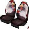 Car Seat Covers Ers Fashion Fierce Eagle Pattern Front Er Set Comfort Material Vehicle Clean Protector High Quality Accessory Drop Del Otl6J