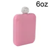 6 oz en acier inoxydable Flash Crystal Couvercle Femme Liquor Flash FlAct alcool portable Pocket Purse Whisky Whisky Pot Bottle Travel Tour Visite Drinkware Cute Girl Gift Hy0410