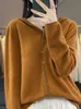 여성 스웨터 긴 소매 여성 스웨터 가을 겨울 캐주얼 카디건 100% 메리노 울리드 까마귀 캐시미어 니트웨어 한국 새로운 패션 탑 ZLN231127