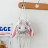 Japanese lolita furry cute bow with big ears, rabbit doll bag with drawstring, pearl crossbody bag