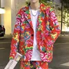 Traje de diseñador Traje de manga larga Ropa de personalidad para hombre de lujo Flor grande presidió la reunión anual Ropa Mujer de marca de tendencia divertida