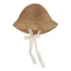 قبعات القبعات أزياء الدانتيل طفل الصيف القش القوس فتاة شاطئ الأطفال Panama Princess ولأطفال 1pc 230426