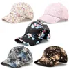 Cappellini da baseball da donna Cappelli con stampa da baseball da donna Ombra Coppia per esterni in cotone elasticizzato Fiori Foglie Berretto da bambina per ragazze