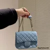 Denim altın top kadın çanta klasik flep omuz mini ayarlanabilir zincir kapitone lüks tasarımcı crossbody çanta fanny paketi