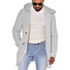 Vestes pour hommes mi-longueur hommes manteau ample épais chaud double boutonnage à capuche avec poches mi-longueur ajustement pour l'automne
