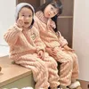 Pyjamas Les enfants d'hiver sets des vêtements de maison moelleux pour les garçons des filles chaudes épaissies adolescents pijamas vêtements 114 ans 231127