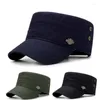 Bérets hommes casquette militaire été automne décontracté chapeau de cadet lavé coton plat haut casquettes femme Vintage armée chapeaux os homme