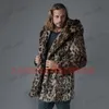 Mäns jackor män huva imitation päls kappa män leopard minkrock mens ny päls kappa mens vinter varm faux päls kardigan toppar män t231127