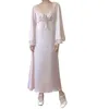 Sexy Pyjamas QWEEK Satin Chemise De Nuit Élégant Fée Robes Femmes Automne Vêtements De Nuit En Dentelle De Nuit À Manches Longues Vintage Nuisette Sexy Robe Vestidos 230427