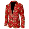 Männer Luxus Weihnachten Anzüge Jacken Casual Gedruckt Tasche Revers Taste Anzug Jacke Mode männer Slim Fit Blazer