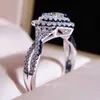 Bröllopsringar Elegant Silver Color Heart Shaped White Zircon Stones Women's Ring Classic Fashion Women Bridal Wedding Engagement Ring Jewelry R231127