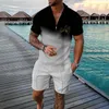 Trass de pista feminina Men's 3D de manga curta shorts praia havaianos tropicais masculino masculino casaco de calça de duas peças para meninos roupas formais
