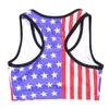 T-shirts pour femmes été 3D USA drapeau soutien-gorge de sport pour les courses Gym rembourré Push Up sans couture Fitness Shakeproof sans fil haut soutiens-gorge femmes Silicone