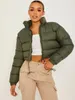 Womens Jackets Hiver femmes vestes solides bulle courte culture manteaux bouffée dames vers le bas manteaux épais chaud Bomber Puffer vestes vêtements féminins 231127