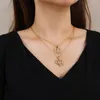 Pendant Necklaces Hollow Out Letter Necklace For Women Simplicity Heart Flower With Gold Plated Brass Fashion Jewels