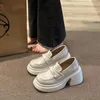 Dress Shoes Loafers Casual Woman Shoe Oxfords With Fur Autumn Female Footwear British Style Round Toe Clogs Platform Leather S