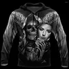 Hoodies masculinos horror crânio gráfico para roupas masculinas outono 3d impressão completa 2023 manga longa topos casual streetwear com capuz camisetas