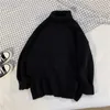 Suéter feminino Zoki Y2K outono gola alta tricotado suéter feminino moda coreana formal sólido pulôver bf harajuku casual quente jumper novo zln231127