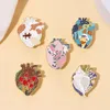 Brooches Oragn Heart Enamel Pins Custom Oil Painting Mushroom Dinosaur Puzzle Conch Lapel Badges Jewelry Gifts