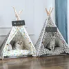 Tapis Tente pour animaux domestiques Lit pour chien Portable Amovible Lavable Tipi Chiot Chat Intérieur Extérieur Chenils Grotte avec coussin et tableau noir