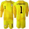 Seleção Nacional 2022-23 GK Futebol Kids Dominik Livakovic Jerseys Set Goleiro Manga Longa 23 Danijel Subasic 12 Lovre Kalinic Ivo Grbic Ivica Ivusic Camisa de Futebol