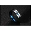 Band Rings Blue Color Fashion Simple Mens Tungsten Steel Cross Ring Jewelry Gift For Men Boys J030279Z Drop Delivery Dhhno