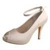 Chaussures Habillées Wedopus Mère De La Mariée Mariage Peep Toe Cheville Strap Pompes Satin Ivoire