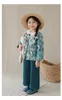 Jackets Coats Girls Fragmented Flowers Coat Autumn Children Clothing Retro Oil Painting Art Design Sense Outerwear Attractive
