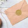 Emballage cadeau merci autocollants 500 pièces/rouleau papier Kraft couronne feuille d'or étiquettes de sceau