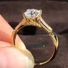 Cluster Rings 18K Au750 Yellow Gold Women Ring Moissanite Diamonds 1 2 3 4 5 Round Wedding Party Engagement Anniversary Trendy