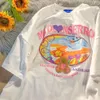 Kadın T-Shirt Harajuku Graffiti Ayı Baskı Tişört 100 Pamuk Yaz Kadın Tshirt Kısa Kollu Büyük Boy Tee Artı Y2K Tatlı Sevimli 230427