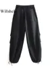 Women's Pants Capris Willshela Women Fashion Parachute Cargo Pants Vintage Jogging Trousers High Elastic Waist Female Chic Lady Boot Cut 231124