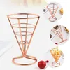 Flatware Sets 2 Pcs Cone Snack Holder Appetizer Serving Racks Fries Metal French Stand Stainless Steel Basket