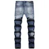 Męskie dżinsy europejskie dżins hombre gwiazda litera am małe miejsce men haftowe patchwork Ripped Trend Brand Motorcycle Spant Męs Chudy AM1179# Rozmiar 28-42