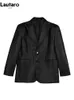 Women s Jackets Lautaro Otoño Negro Marrón Suave Pu Cuero Blazer Mujer Hombreras Manga larga Un solo pecho Suelto Casual Moda coreana 231127