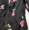 Casual Dresses Women V Neck Romantic Rose Flower Print Folded Waist Short Dress