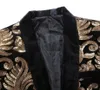 Abiti da uomo Blazer Paillettes Serie di velluto Uomo Scialle Bavero Blazer Disegni Fiori in oro nero Giacca DJ Club Cantante Abiti 230427